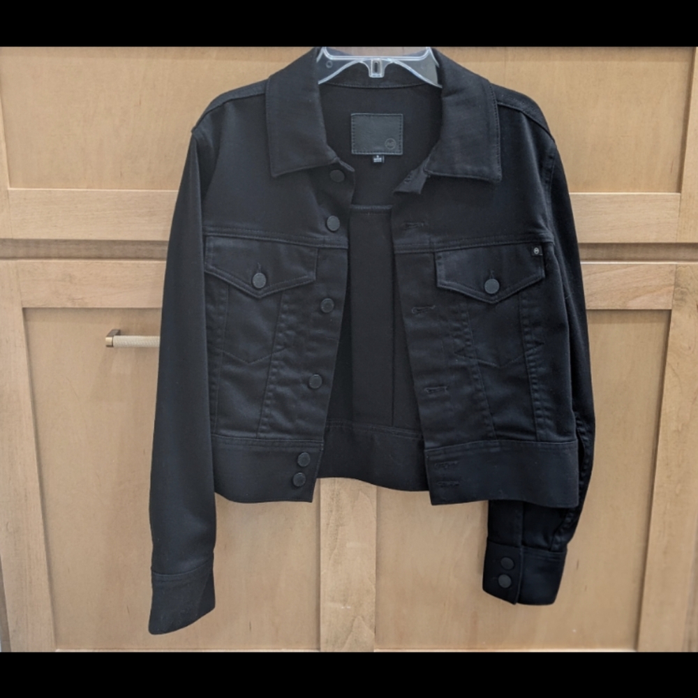 AG Cropped Black Denim Jacket S